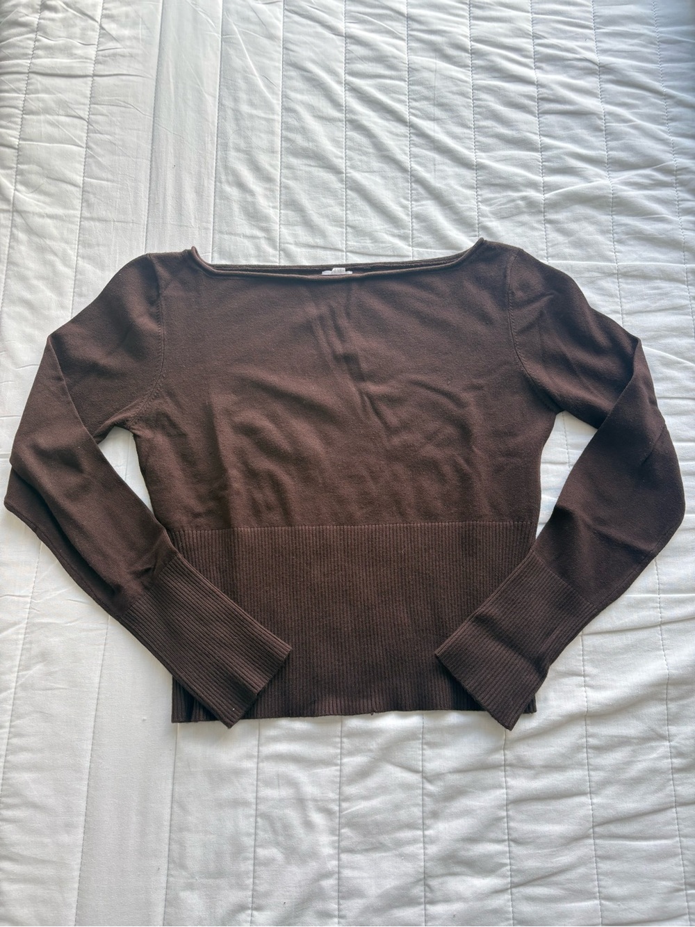 Garage Brown Boatneck Long Sleeve Sweater Top